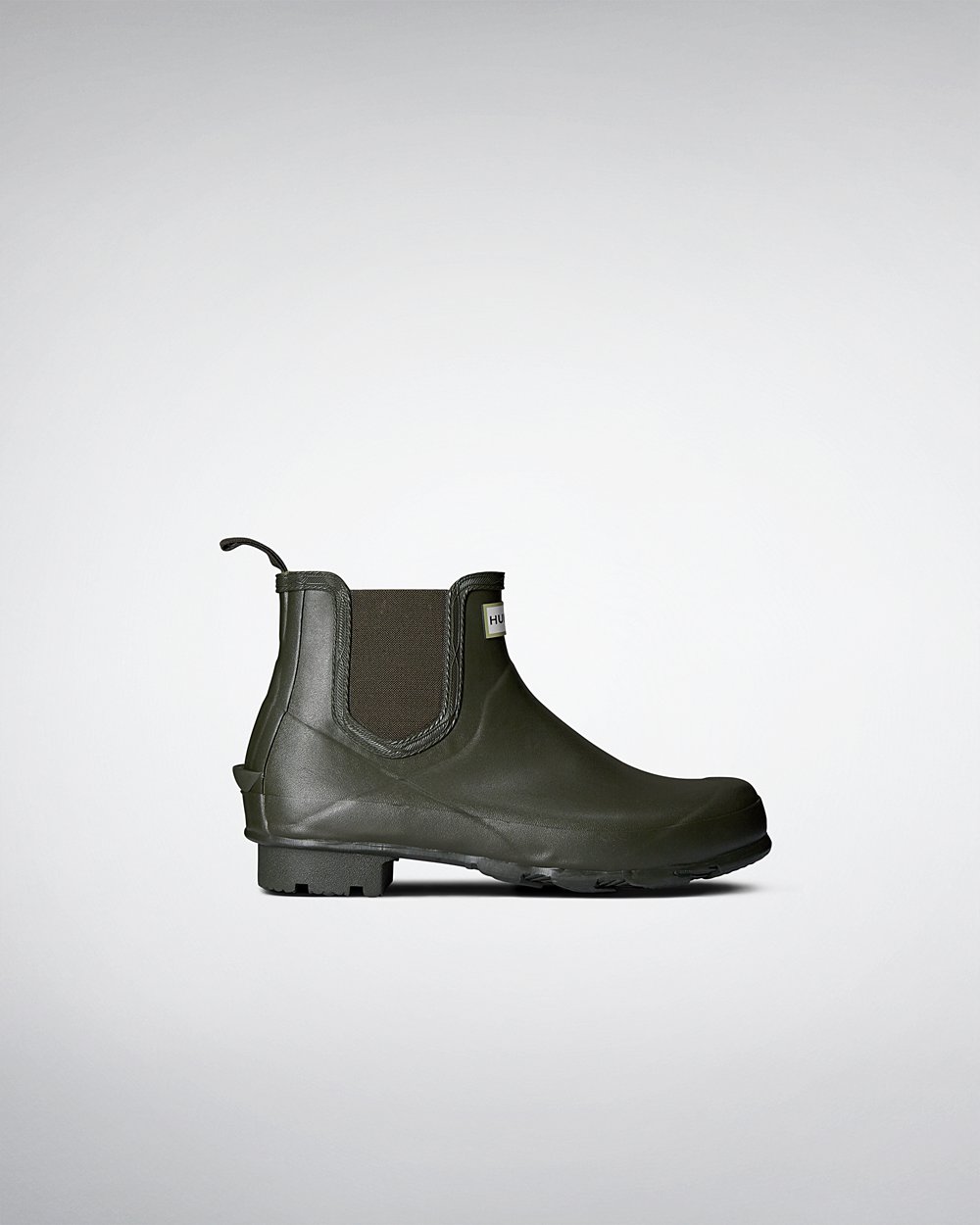 Mens Hunter Norris Field - Chelsea Boots Dark Olive - 9428-PGWKC